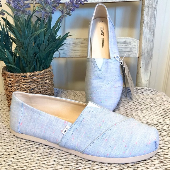 Toms Shoes - NWT Toms Alpargata Flats in Light Blue Speckled Linen
